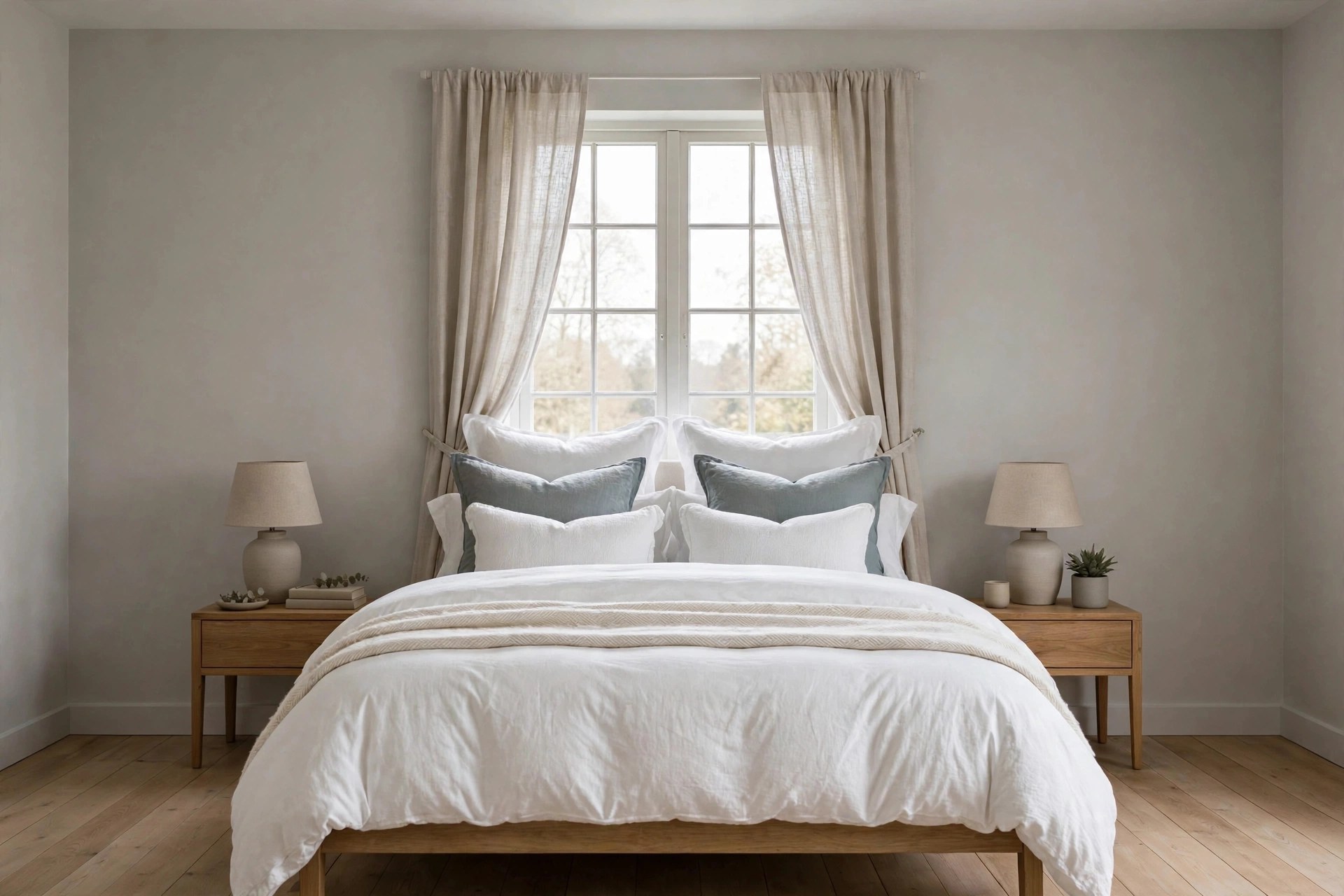 Same bedroom with crisp new supportive mattress and fresh bedding